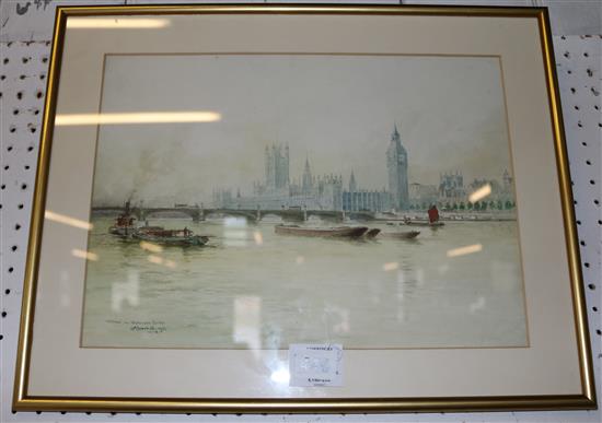 William Minshall Birchall (1884-1941) The Houses and Westminster Bridge(-)
